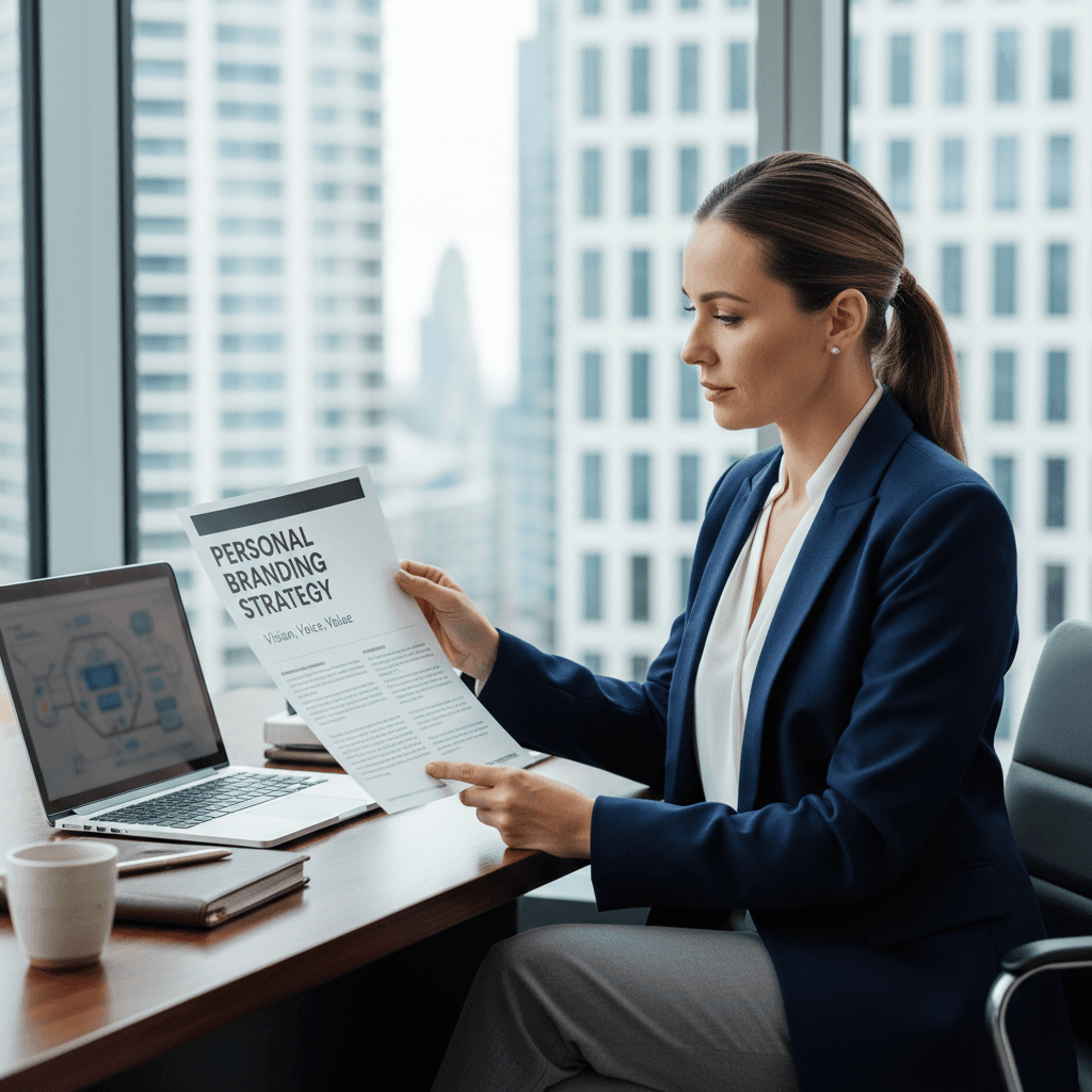 Executive reviewing personal branding strategy