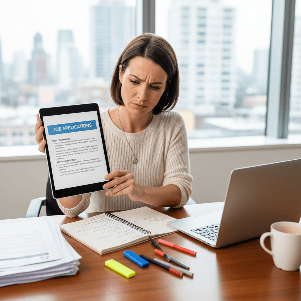 Professional preparing for job search strategy