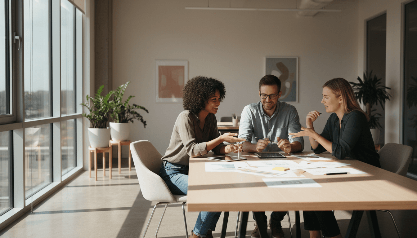 Professional consultant working with client in modern San Jose office environment