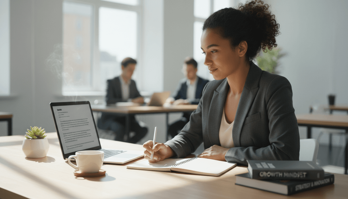 Professional reviewing LinkedIn profile on computer